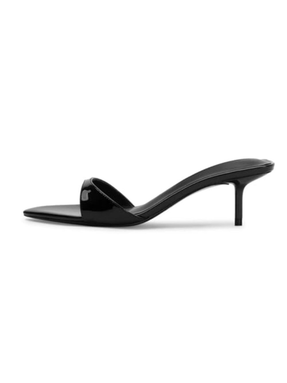 Kitten Heels Pointed Open Toe Slingback Mules Sandals Women's Slip On PU Dress